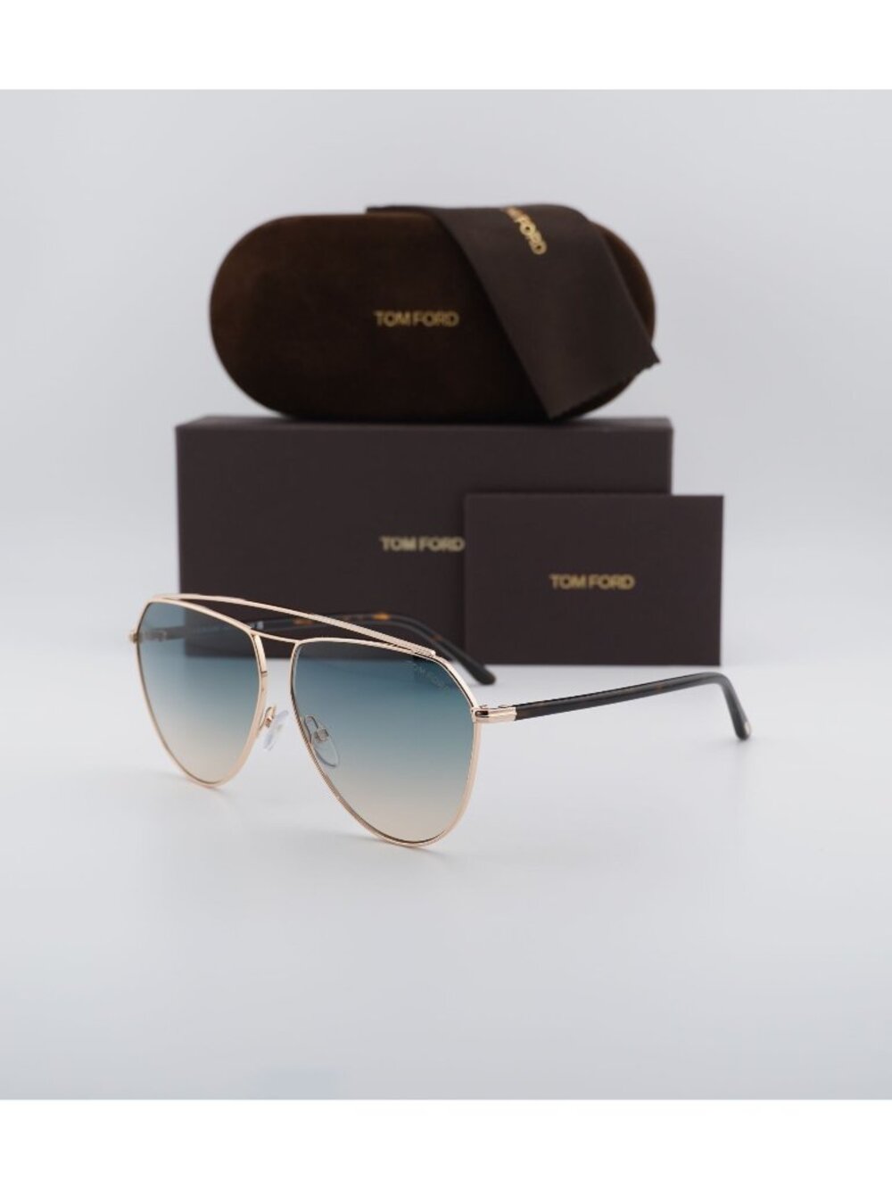Tom Ford Binx FT0681 28P Aviator Sunglasses - Gold / Green